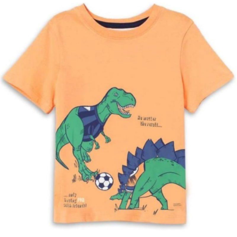 Kaos Anak Lengan Pendek Laki-Laki H&M tee boys dino orange ukuran 1 2 4 6 8 10 12 tahun