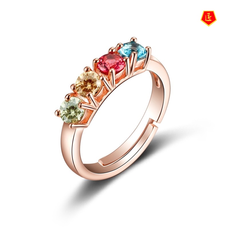 [Ready Stock]Fashion Elegant Rose Gold Color Gemstone Ring