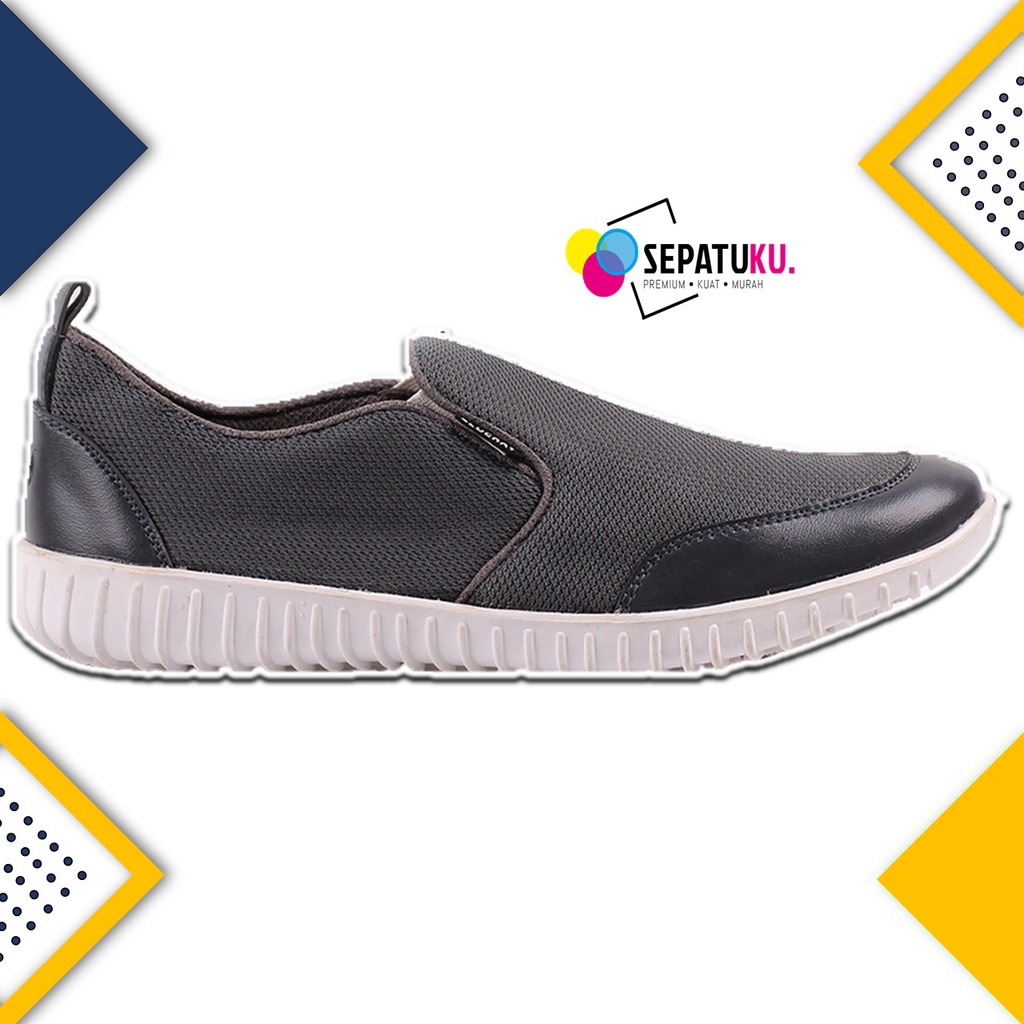 Sepatu Slip On Casual Pria Keren Sepatu Olahraga Sport Running Pria Murah Spatu Slip On Cowok Pria Spatu Original 100% - Frieza-ABU