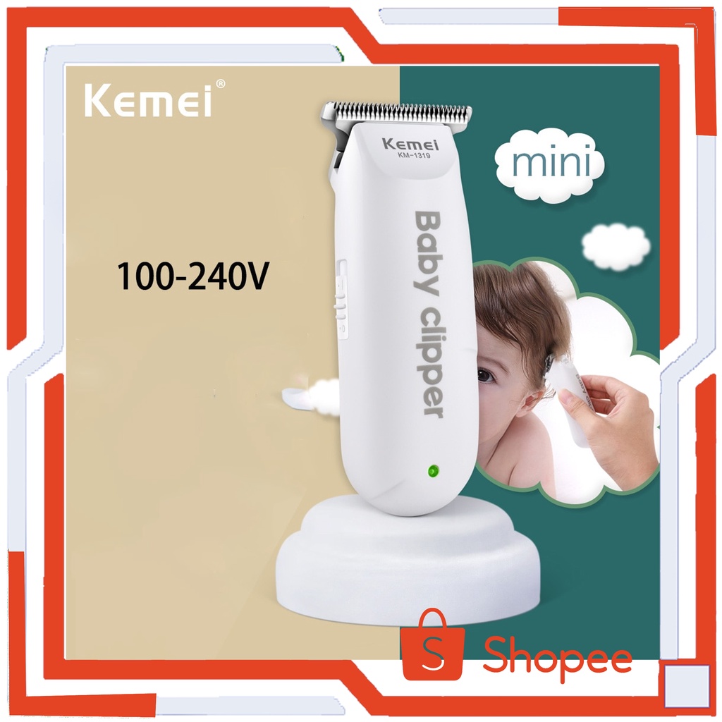Alat Cukur Rambut Bayi Potong Rambut Elektrik Potong Rambut Baby Clipper Shaver Trimmer - White