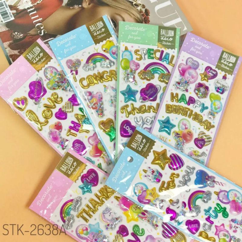 

sticker 3D timbul glitter prem