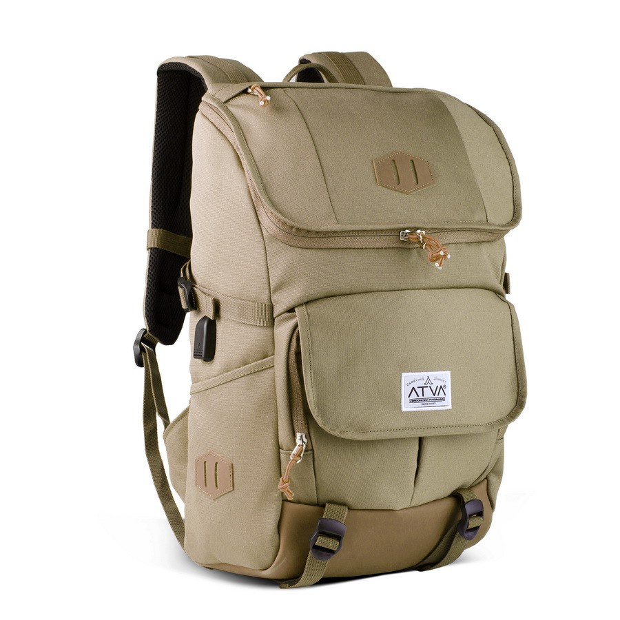 GALARDO KHAKI ORIGINAL x ATVA ATVA Tas Ransel Casual Pria Daily Backpack Kuliah Kampus Kerja Kantor Sekolah SMA SMK Remaja Dewasa Tas Punggung Laptop Ukuran Besar 14 15 16 Inch Bagpack Distro USB Charger Premium Outdoor Travel Traveling Bag Keren Terbaru