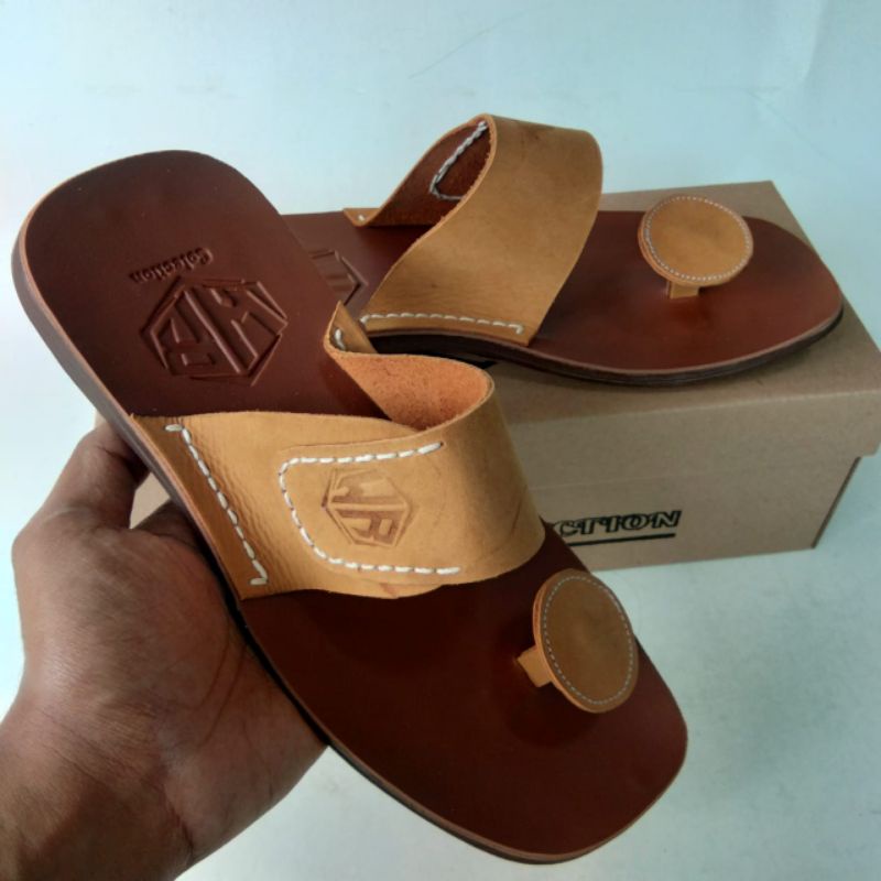 Sandal pria casual model jamur kulit asli terbaru