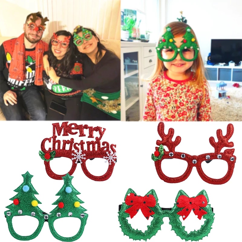 [Christmas Products]Merry Christmas Tree Reindeer Glasses Decoration