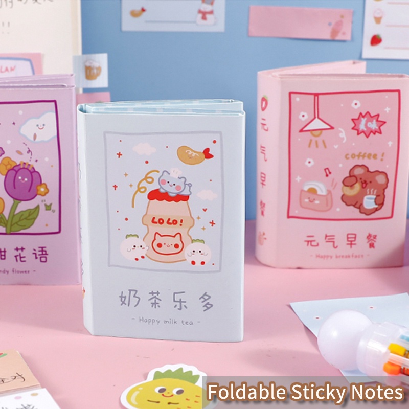 260 Sheets Creative Cartoon Foldable Sticky Notes Set for Girl Message Notes