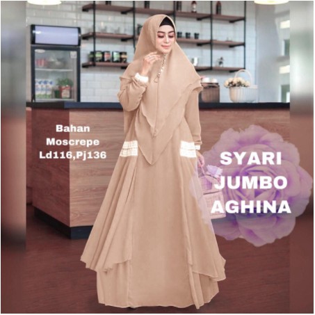 Baju Gamis Jumbo Muslim Terbaru 2021 Model Baju Pesta Wanita kekinian Bahan Moscrepe Kondangan
