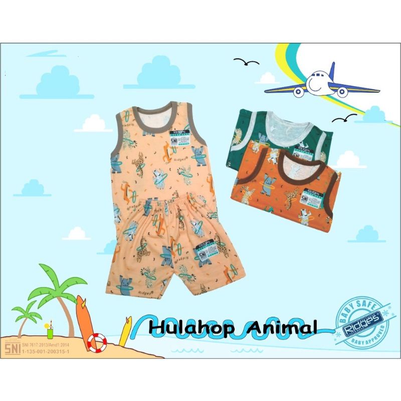 setelan anak singlet ridges motif dasar warna, baju bayi buat anak 0-2 tahunan.