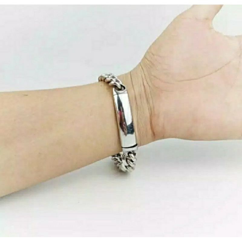 Gelang Pria rantai plat Baja titanium pria anti karat dan luntur plat titanium pria anti karat dan luntur