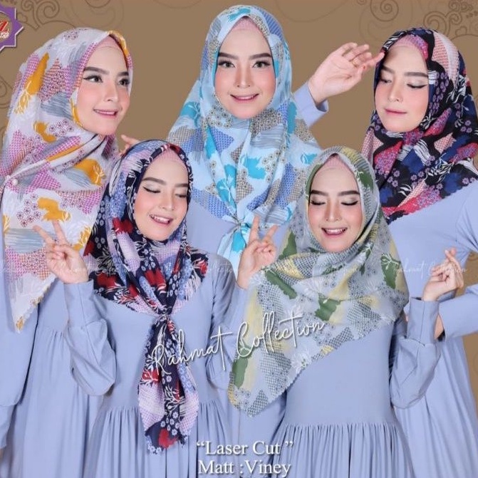 JILBAB SEGIEMPAT BELLA SQUARE MOTIF LASER CUT/JAHIT TEPI