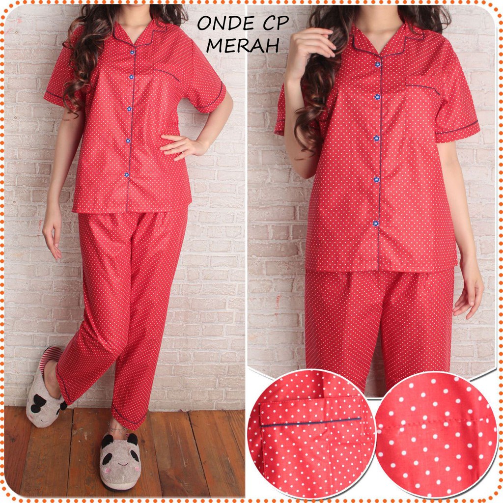 HipNop ONDE CP BAJU TIDUR WANITA DEWASA BAJU PIYAMA VARIASI MOTIF POLKADOT PIYAMA CEWE CEWEK