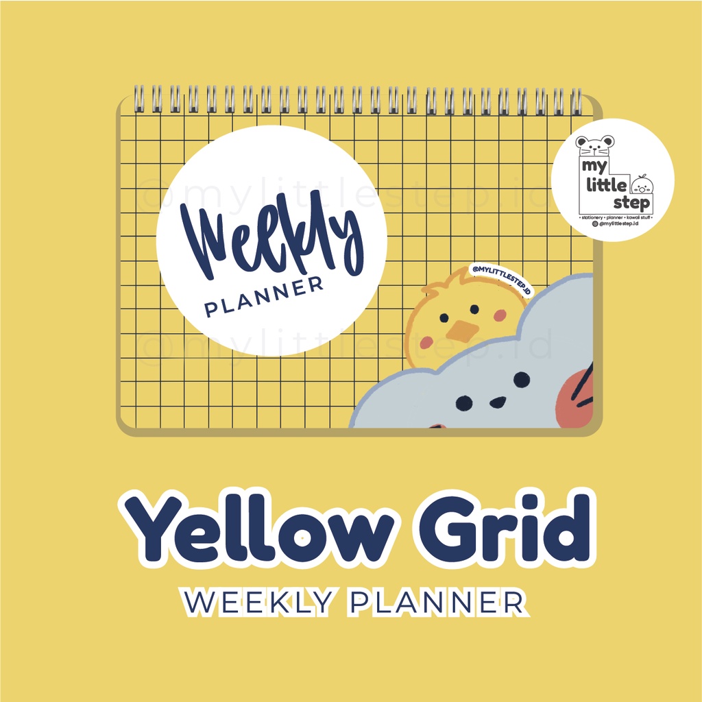 

MLS - Yellow Grid Undated Weekly Planner A5 Spiral/Ring