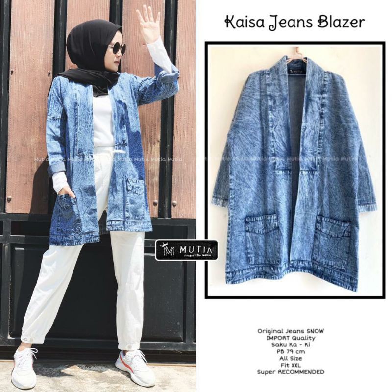 CARDIGAN Outer Wanita lengan Panjang Kardigan Jeans Denim Murah