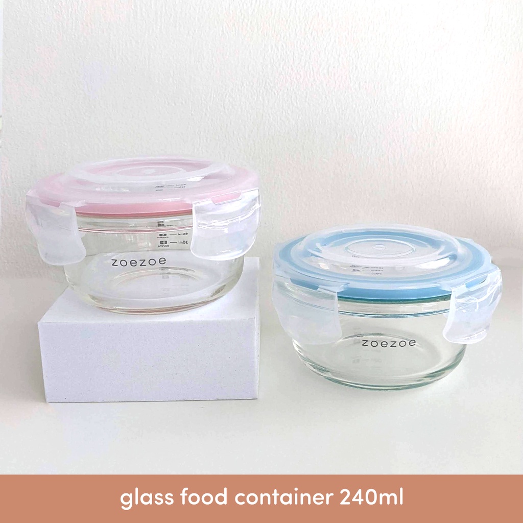 ZOEZOE Baby Food Container Glass 240ml Wadah Makanan Kaca Bayi MPASI