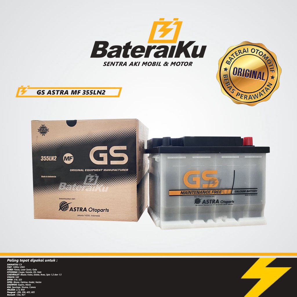 Aki Gs Astra 355LN2 Aki Kering Aki Mobil All New Innova Bensin
