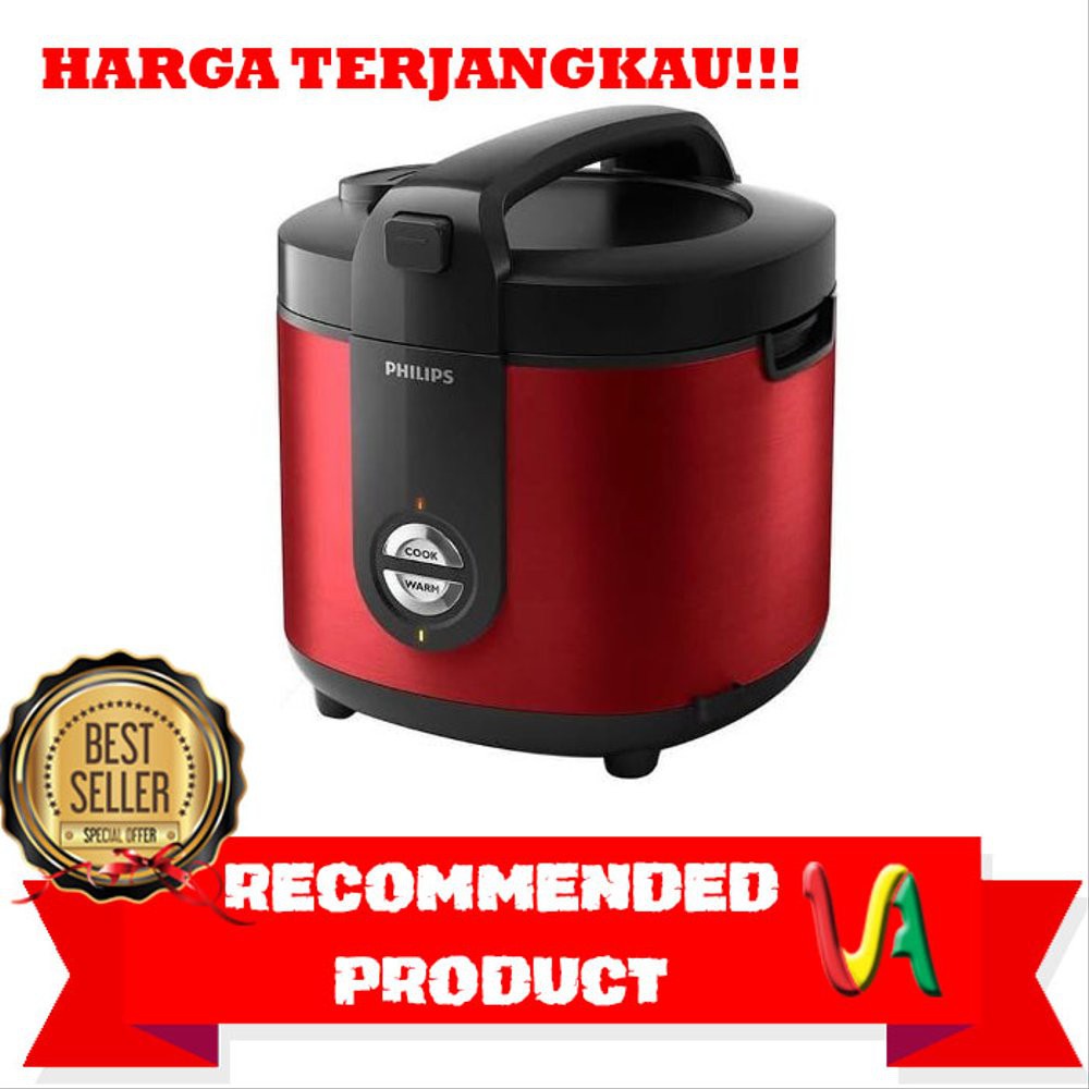 PHILIPS STAINLESS RICE COOKER PRO CERAMIC 2 Liter - HD3128 - Merah - Magic Com - MagicCom - Rice