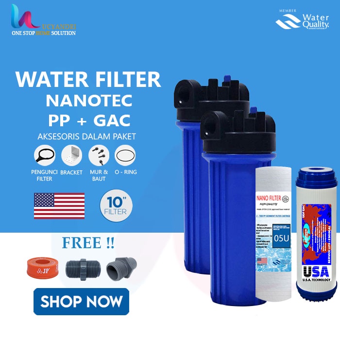 PAKET FILTER SARINGAN AIR Kotor Nanotec Biru PP GAC