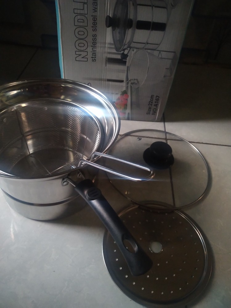 Panci Serbaguna Cooking Pot 3 In 1 22 Cm / Deep Frying / Noodle Pot / Panci Multifungsi Panci Mie