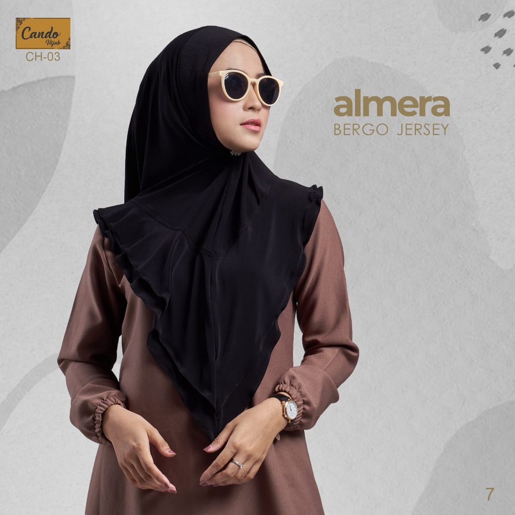 Jilbab Instan Bergo Almera Jersey Ori Cando Hijab-HITAM