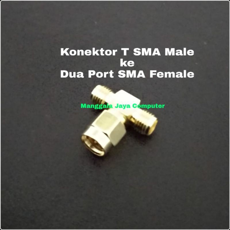 Konektor Conector Adapter Antena T SMA MALE ke Dua Port SMA Female untuk Orbit Star Huawei B311 B312