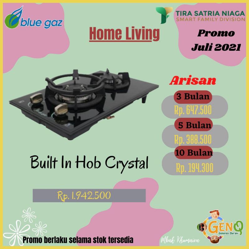 Built In Hob Crystal Blue gas