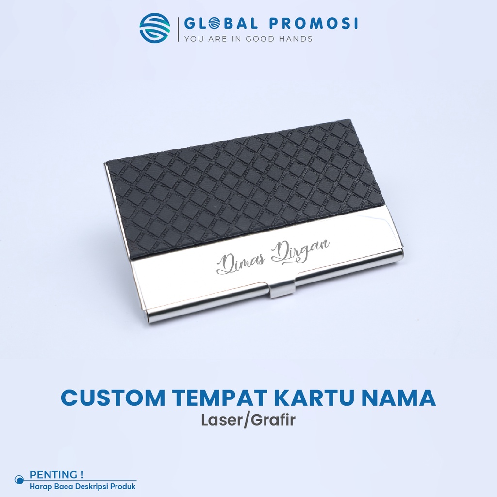 Custom Tempat Kartu Nama / Name Card Holder Stainless Laser Grafir Nama/Logo Branding Promosi Perusahaan