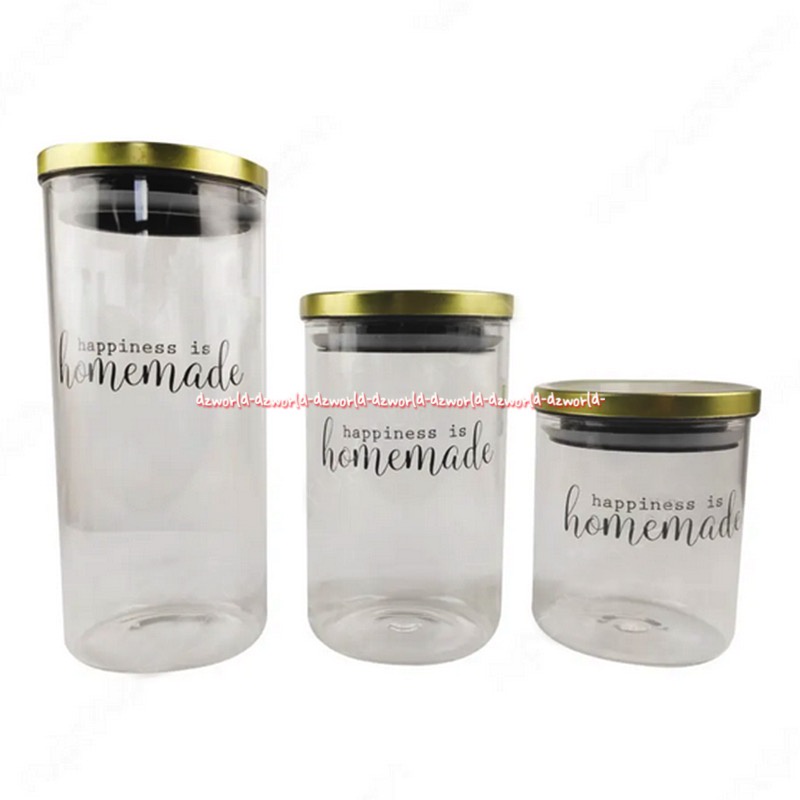 Delicia Storage Jar Set 3pcs Wadah Makan Toples Kaca Delisia Topples Tempat Kue Lebaran Cookies Kerupuk Cemilan