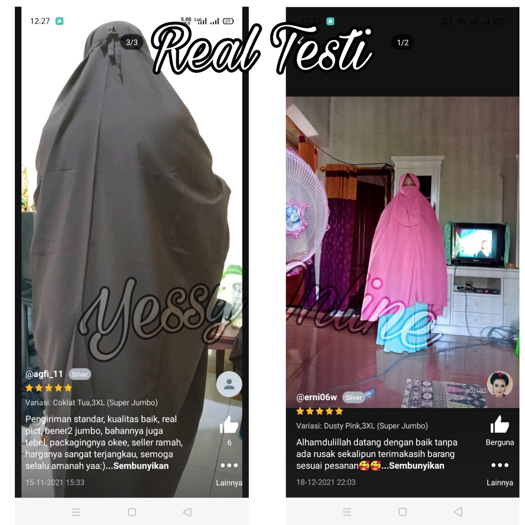 (Free Cadar) Khimar Syari Krudung Extra Super Jumbo Wolfis Hijab Jilbab Instan Kerudung Instant-6
