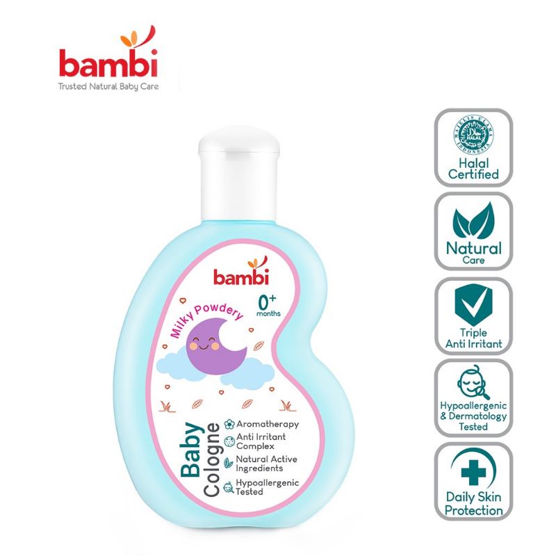 Bambi BABY COLOGNE 100ml / HAIR GEL / ANTI MOSQUITO / SUNSCREEN / DIAPER RASH / MILK BATH / SHAMPOO