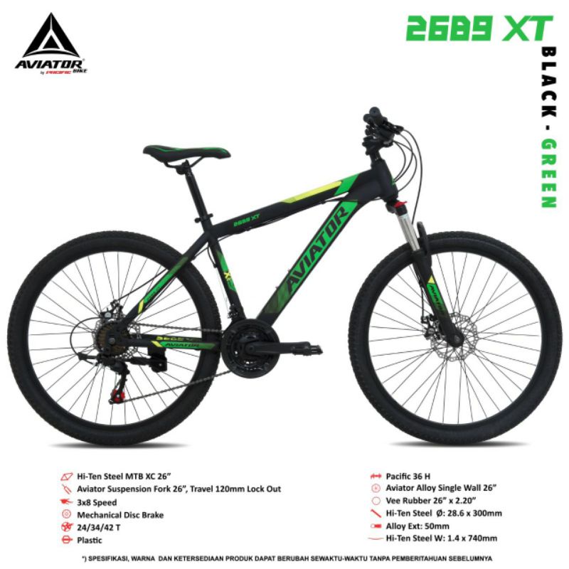 Sepeda Mtb 26 inch Aviator 2689 XT 24speed