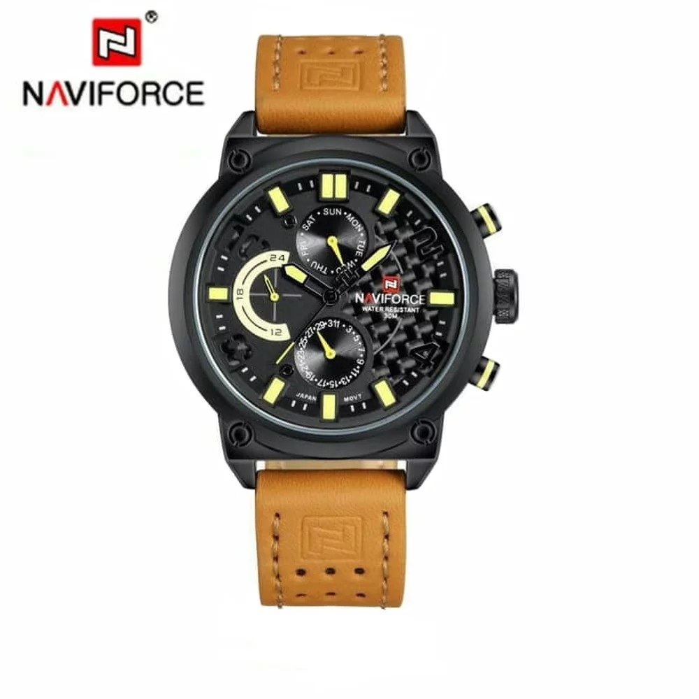 Jam Tangan NAVIFORCE 9068 NF9068M NF-9068 NF 9068 Coklat Muda