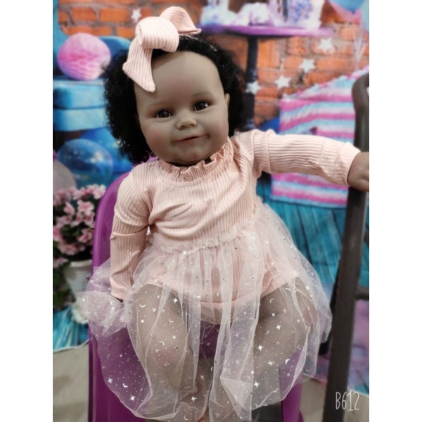 Ready Boneka Bayi Reborn Lucu Premium 60 cm kulit gelap