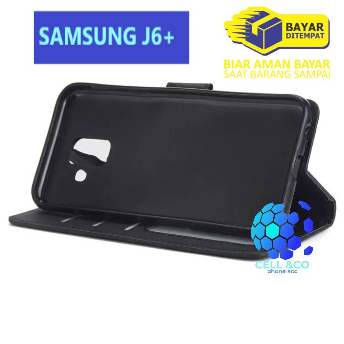 Flip cover SAMSUNG J6+ Flip case buka tutup kesing hp casing flip case leather wallet