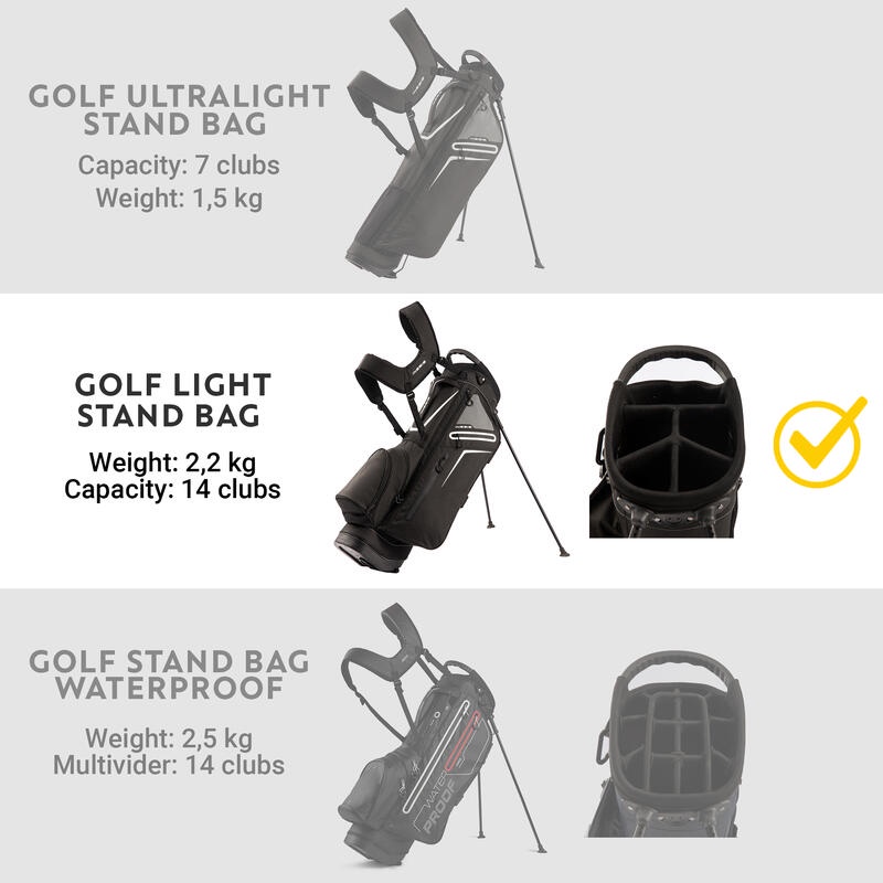 INESIS Light Tas Stand Golf Kapasitas 30L Untuk 14 Tongkat Golf