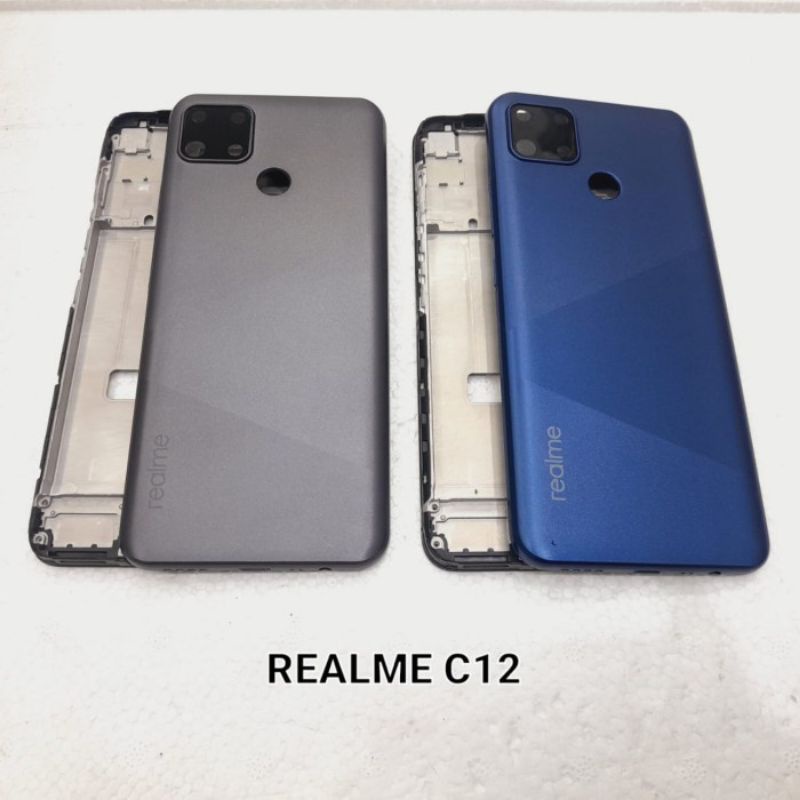 KESING FULLSET FRAME+BACKDOOR CASING HOUSING TUTUP BELAKANG REALME C12 ORIGINAL