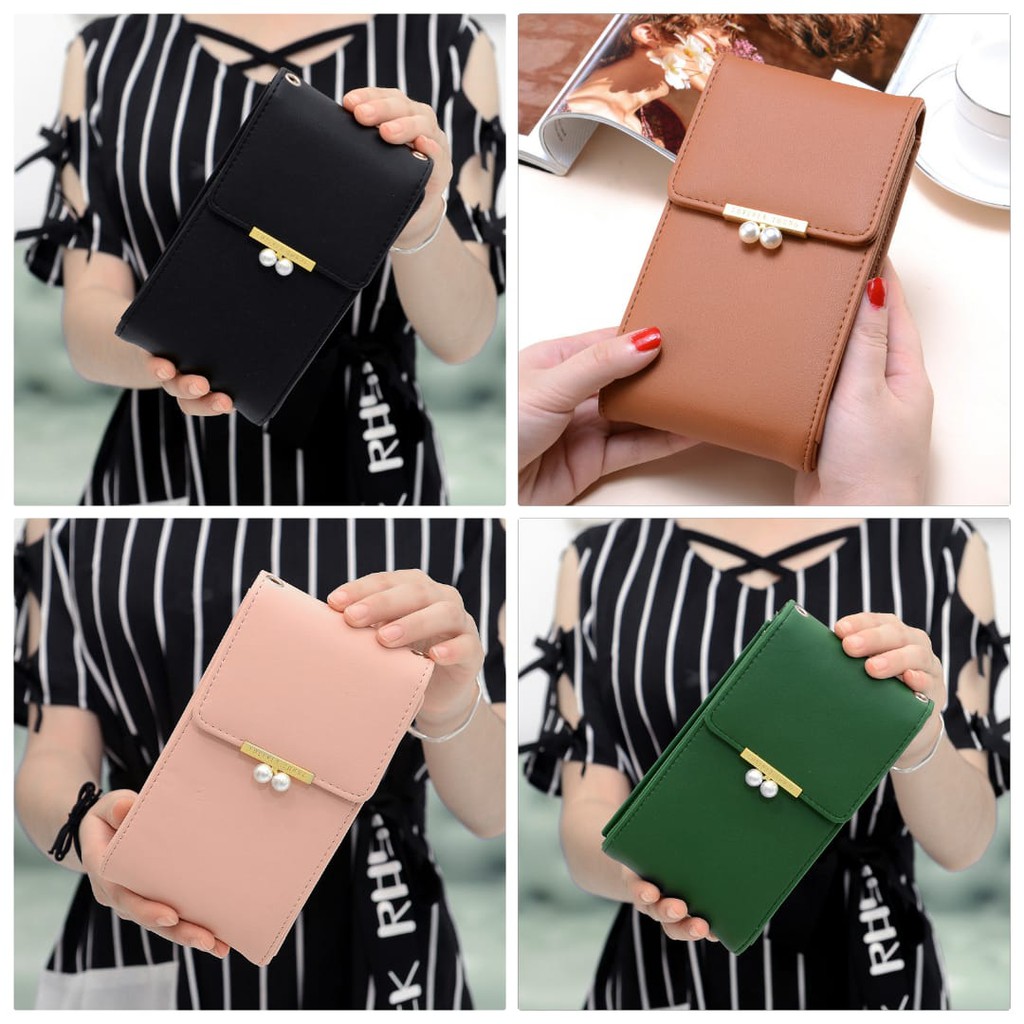 DOMPET SELEMPANG HP WANITA IMPORT PREMIUM KULIT ANONDA TALI PANJANG KOREA MURAH BATAM KEKINAN REMAJA