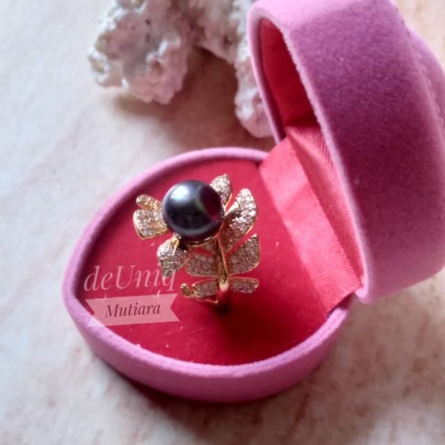 Cincin rhodium model daun