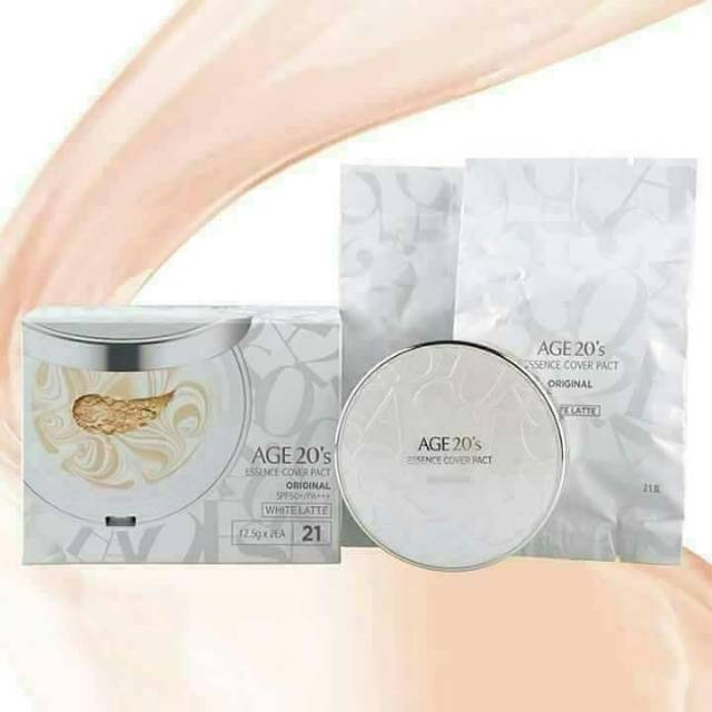 BEDAK AGE 20'S WHITE LATTE/AGE CUSHION SPF50+++/TEKSTUR CREAM BASAH/MADE IN KOREA ORIGINAL 100%
