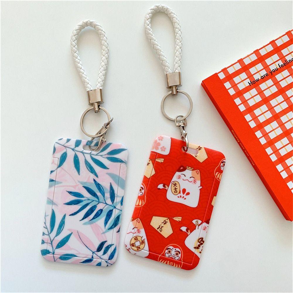 Lanfy Card Holders Key Chain Student Card Sleeve Kartu Kerja Kartun Nama Badge Holders