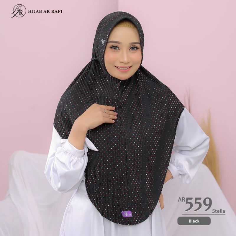 Hijab Arrafi Ar 559/bergo cantik/hijab instan/hijab plisket instan/hijab motif polkadot