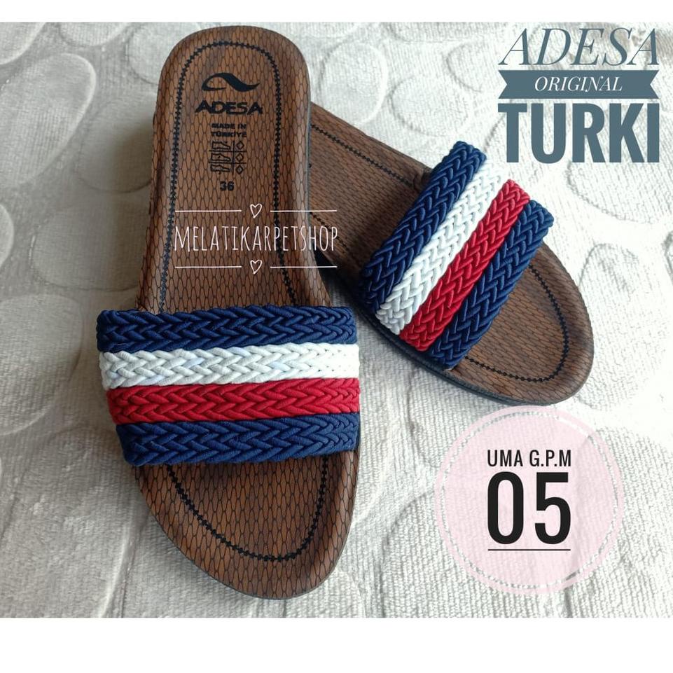 [KODE PRODUK JFLTB8792] Sandal Wanita Kekinian Adesa Original Turki BEST SELLER Motif GARIS/PELANGI 