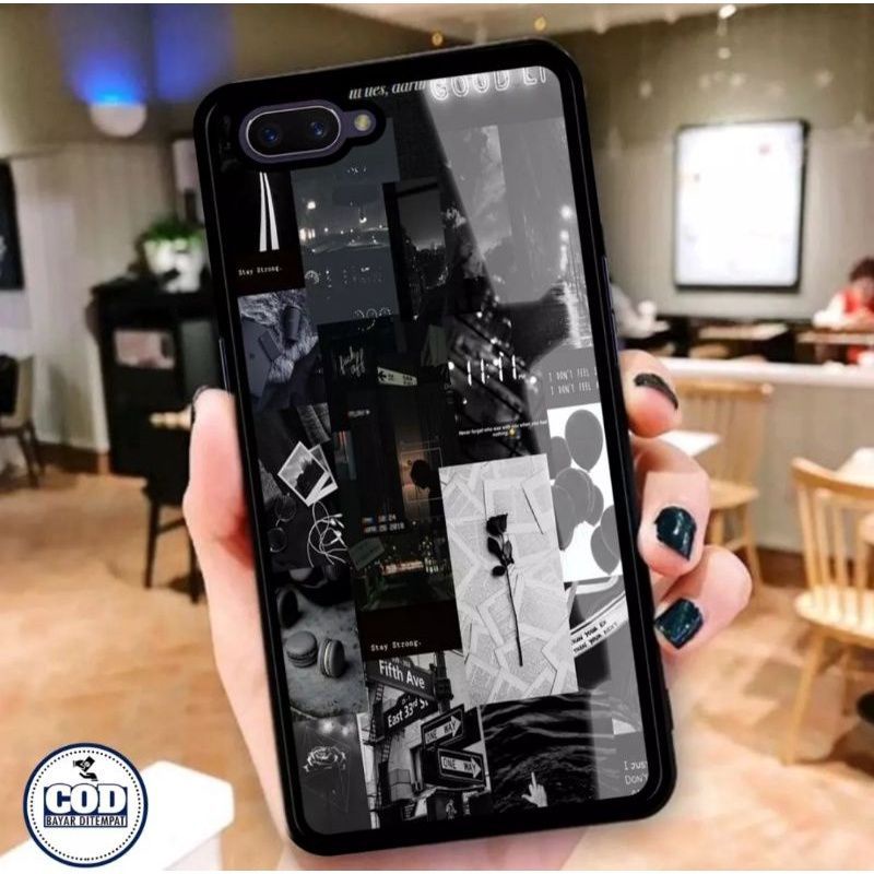 ubluk store Case custom Oppo A1K/realme C2,C3 motif Black Aesthetic termurah pria dan wanita keren m
