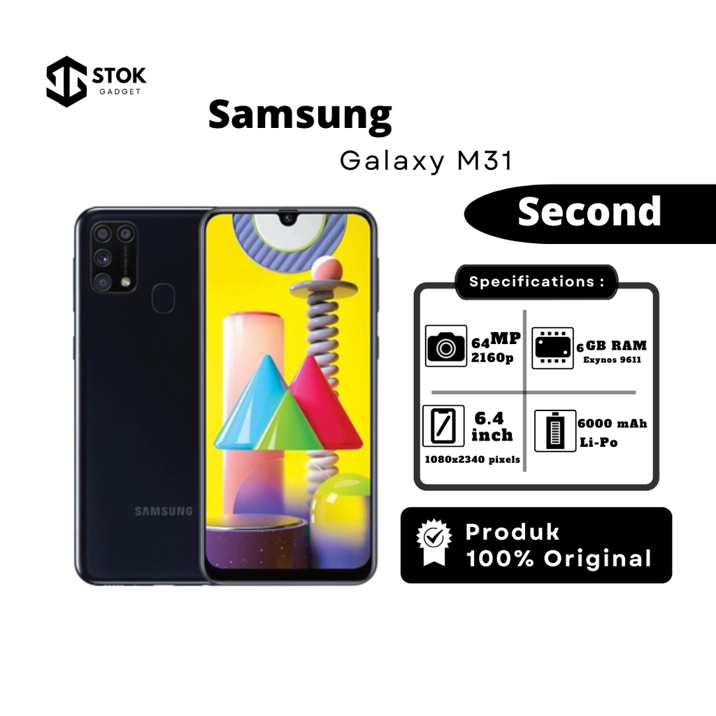 hp handphone second bekas murah samsung galaxy M31 ram 6 internal 128 gb fullset original