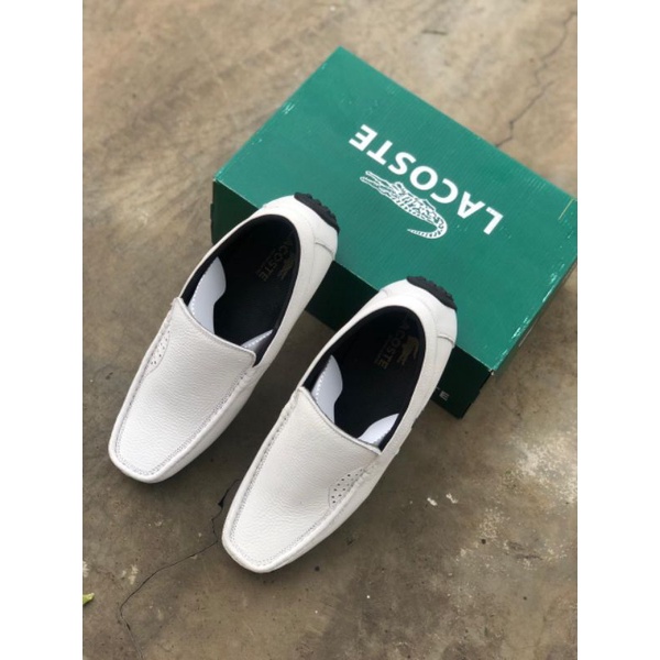 sepatu slip on pria / sepatu slip on kulit / sepatu pria kulit asli / sepatu slip on putih  kulit as