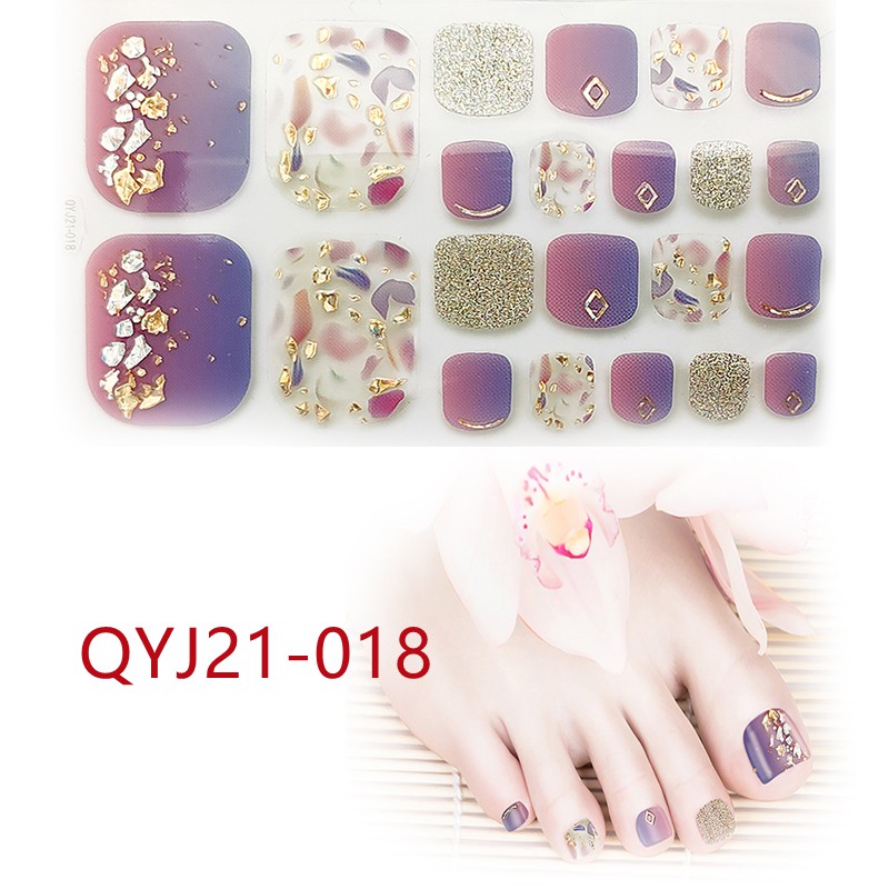 Qyj21-001 - 020 22pcs / Lembar Stiker Kuku Kaki 3d Diy Untuk Nail Art