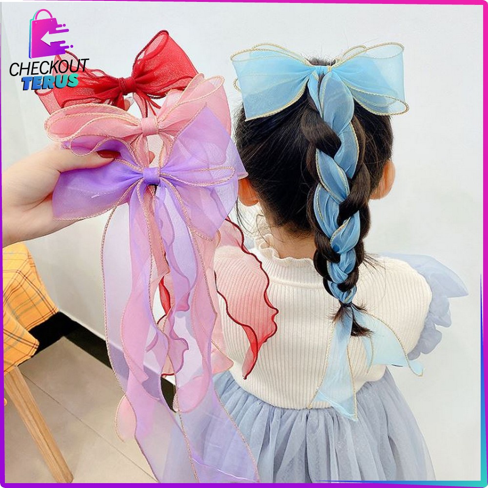 CT C344 Jepit Rambut Korea Pita Jepit ala Korea Untuk Wanita Ribbon Hair Tie Jepitan  Rambut Pita Panjang Anak Perempuan