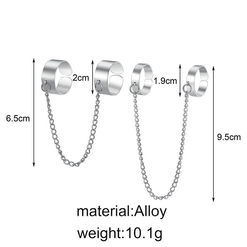 Set Cincin Rantai Kombinasi Gaya Punk Untuk Pria Dan Wanita