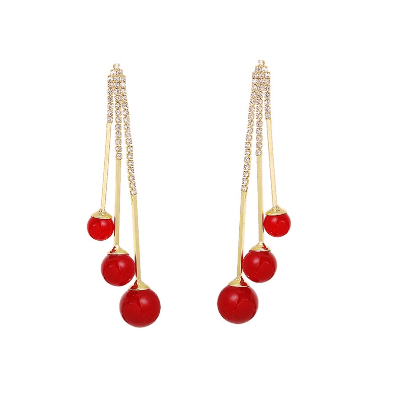 Sterling silver jarum Korea panjang elegan mutiara kepribadian rumbai anting-anting anting-anting un