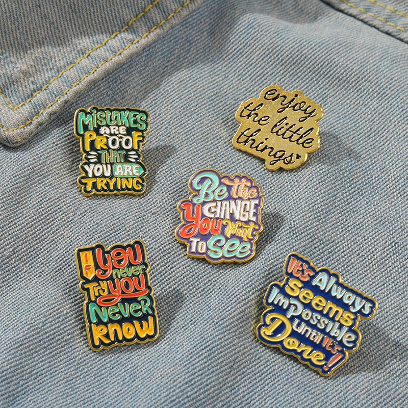 Bros Pin Enamel Desain Kartun Quote You Never Try You Never Know Bahan Metal Untuk Hadiah Anak