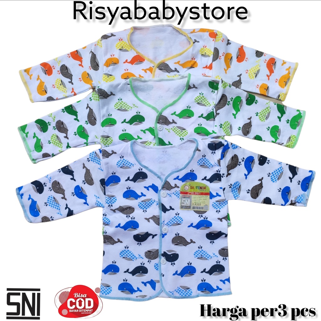 3pcs Atasan Baju Bayi Newborn Saffenda/ Baju bayi motif paus