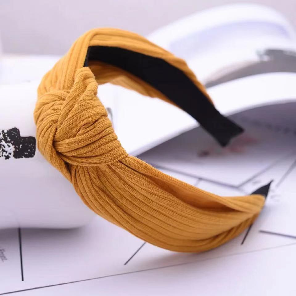 Bando Korea Bandana Wanita Murah Bando Polos Bando Simpul Aksesoris Rambut Wanita Import-AR-59 Kuning